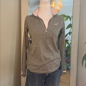 Cuffy’s Athletic Half Zip Gray Women's Top with Pink Accents